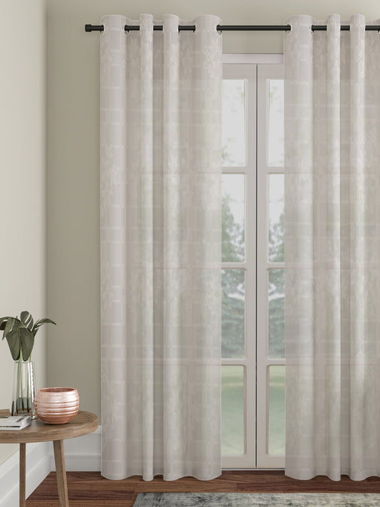 Checkered Floral Design Door Curtain Pack of 1 image 0