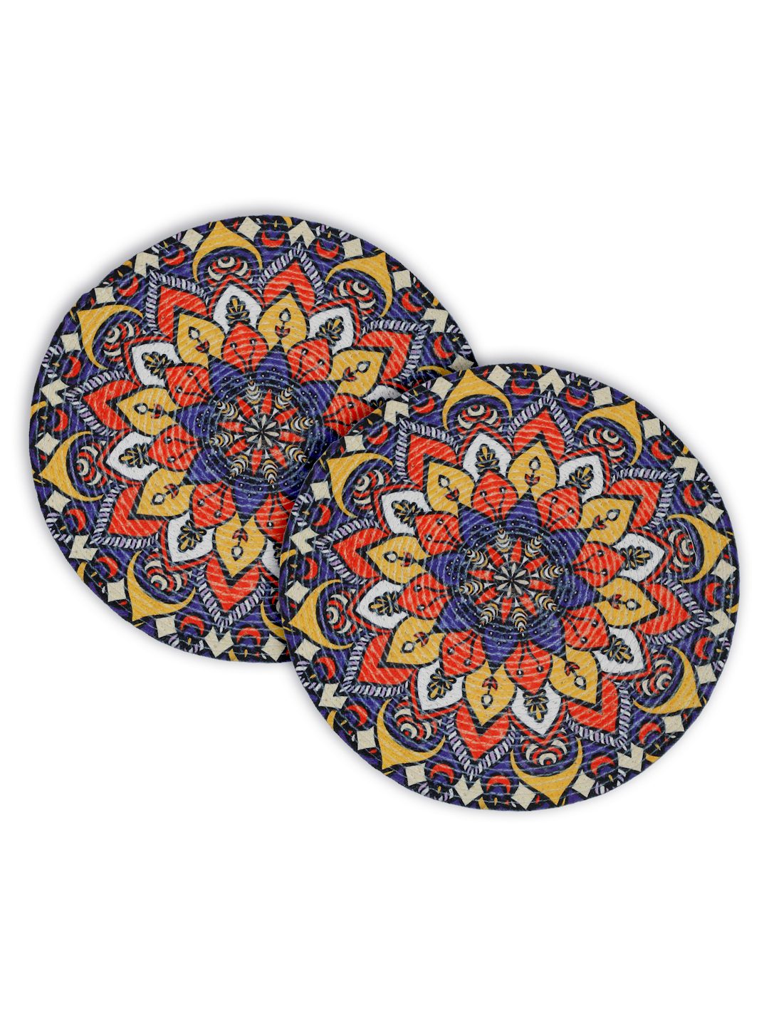 Blue & Yellow Printed Pure Cotton Table Placemats - Pack of 2 image