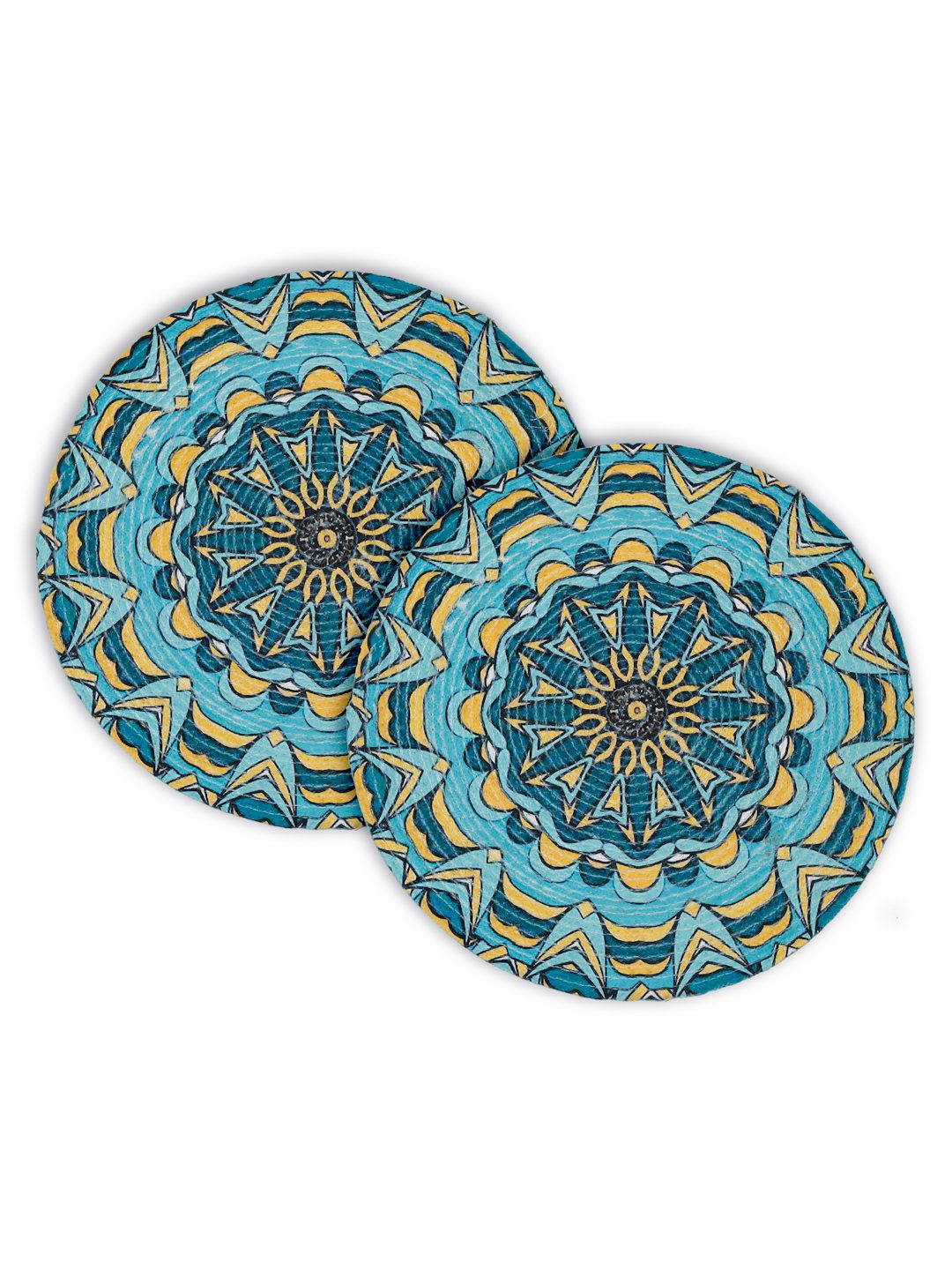 Blue & Yellow Printed Pure Cotton Table Placemats - Pack of 2 image