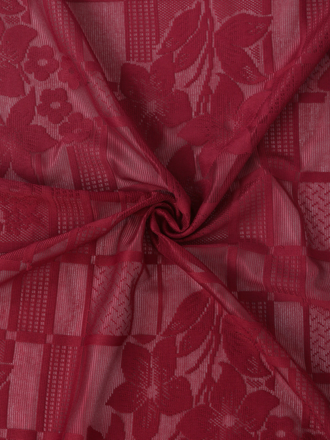 Checkered Floral Design Window Curtain Pack of 1 image 4