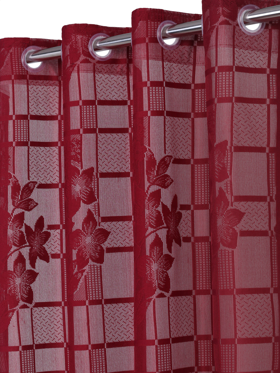Checkered Floral Design Window Curtain Pack of 1 image 1