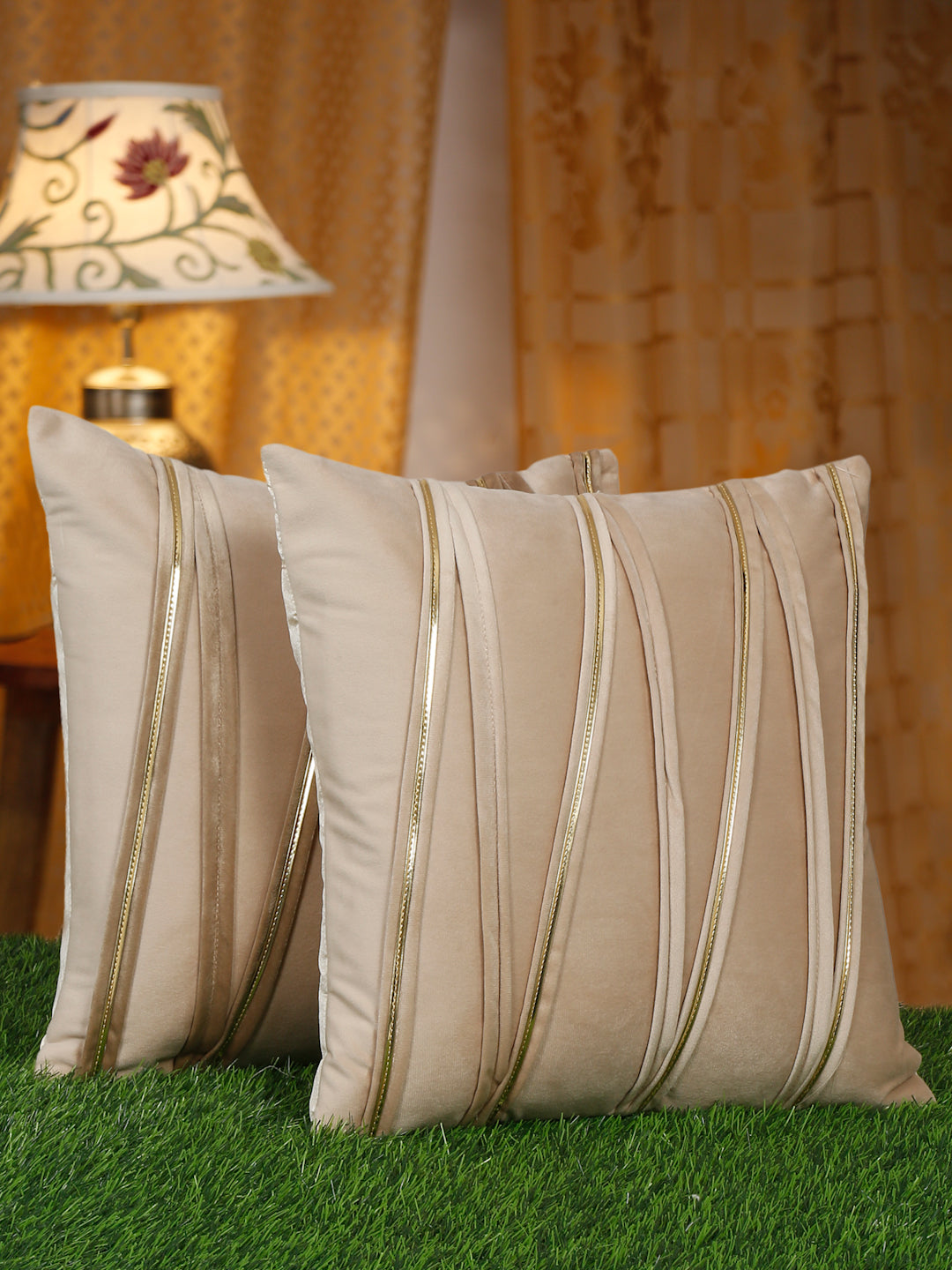 SOFT VELVET LINED PATTERN CUSHION COVERS - Pack of 2 image
