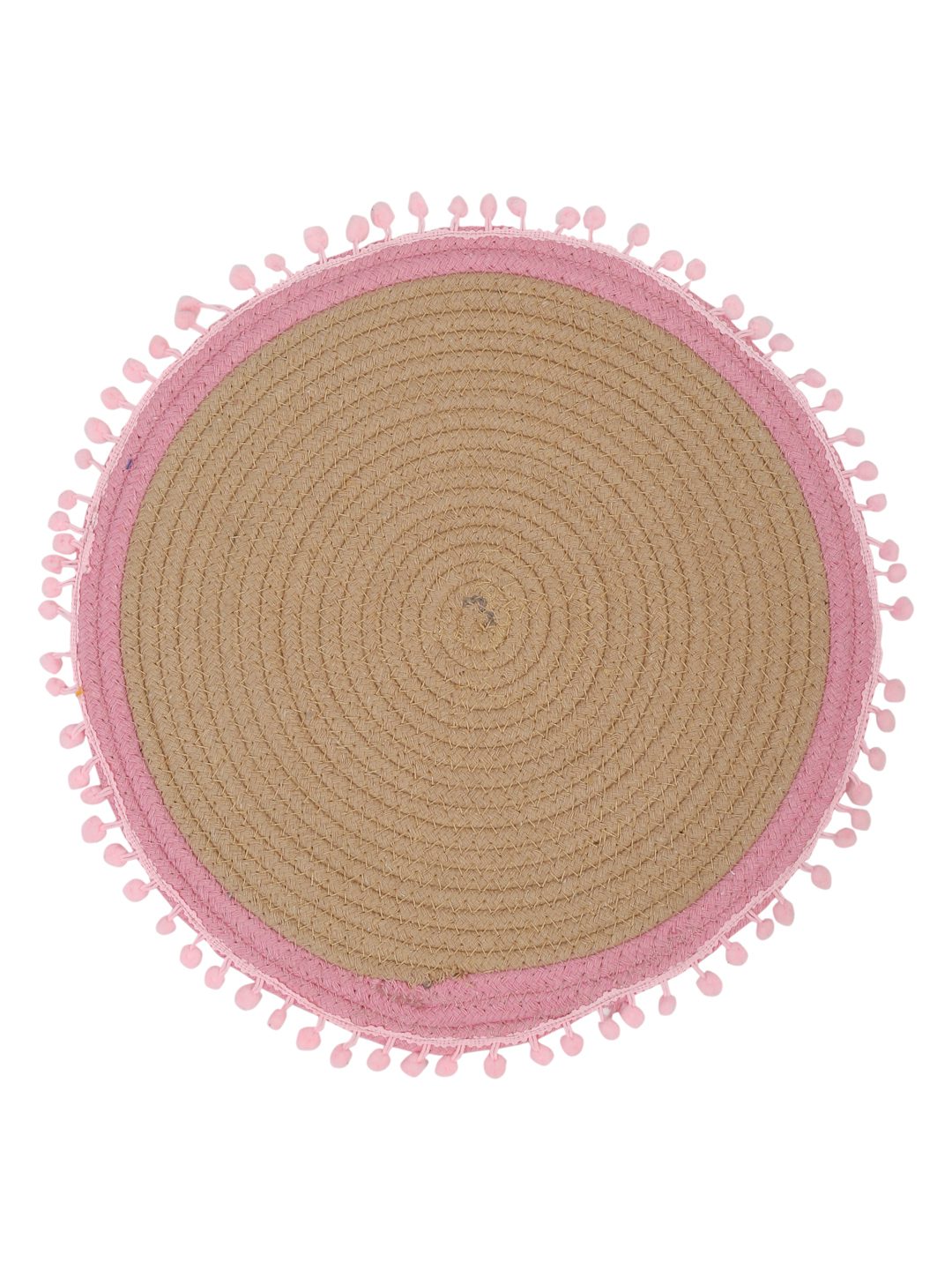 Beige & Pink Self Design Pure Cotton Table Placemat image 1