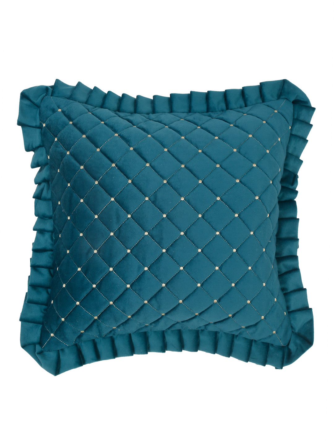 SOFT QUILTED VELVET FRILLED CUSHION COVERS image 1