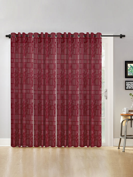 Checkered Floral Design XL Door Curtain Pack of 4 image 0