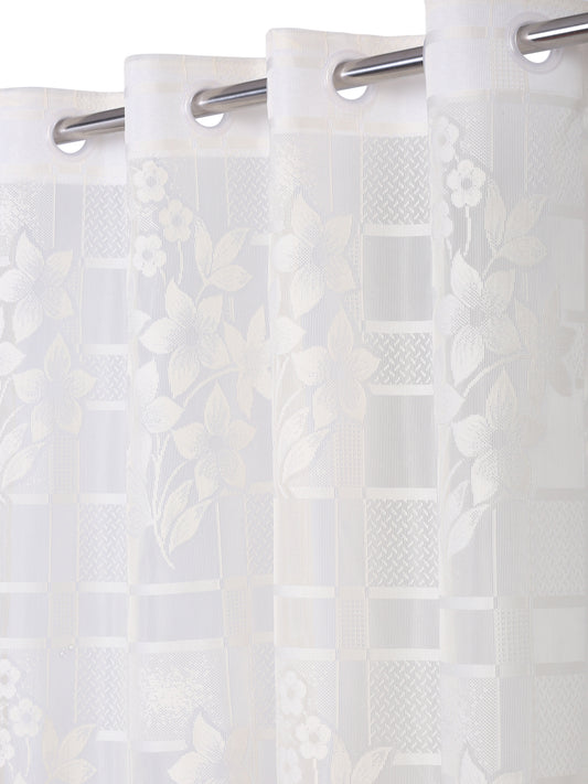 Checkered Floral Design Window Curtain Pack of 4 image 1