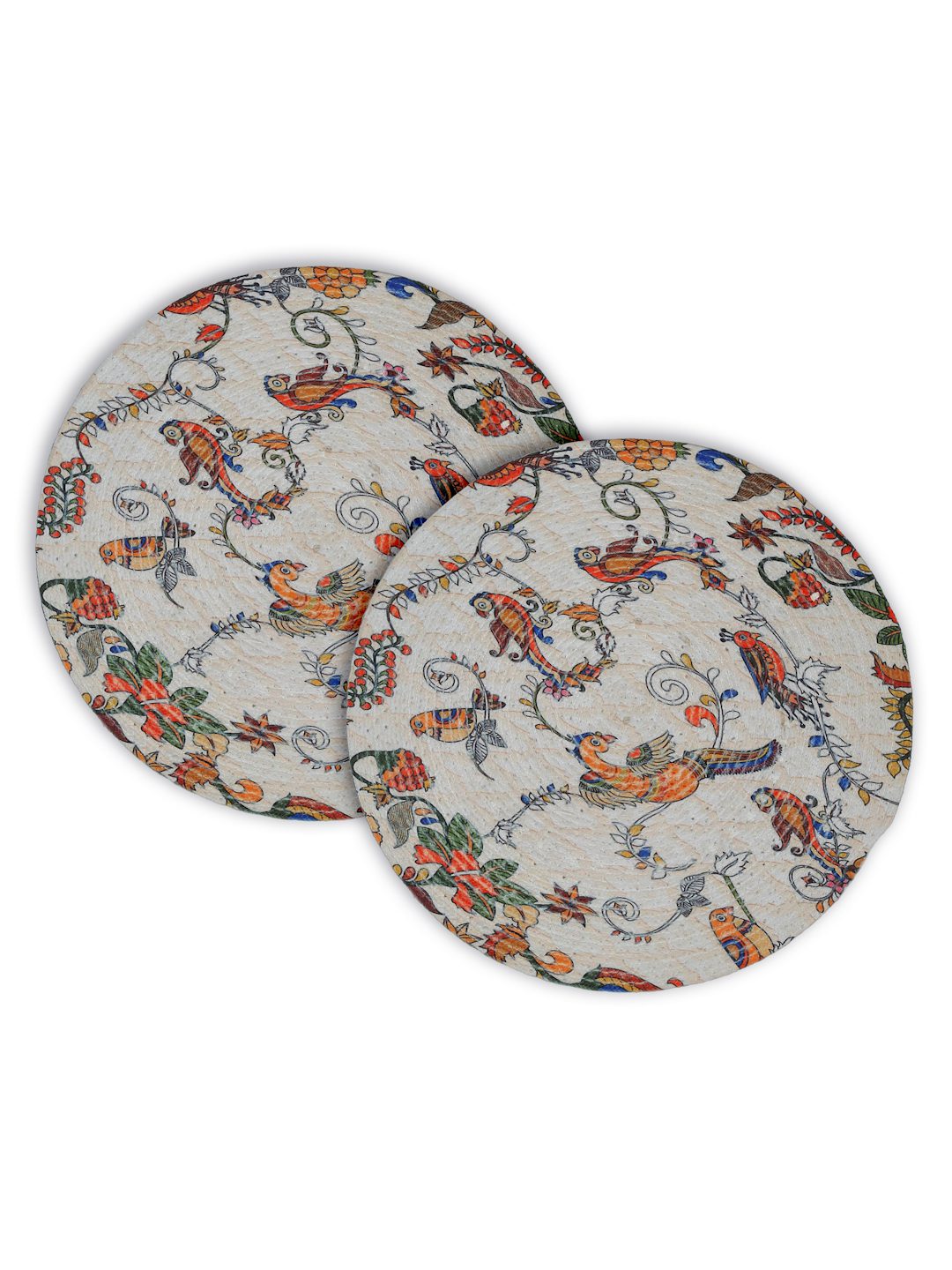 White & Yellow Printed Pure Cotton Table Placemats - Pack of 2 image