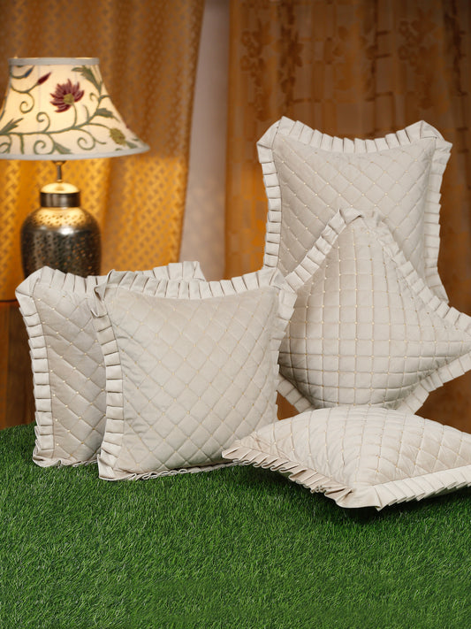 SOFT QUILTED VELVET FRILLED CUSHION COVERS image 0
