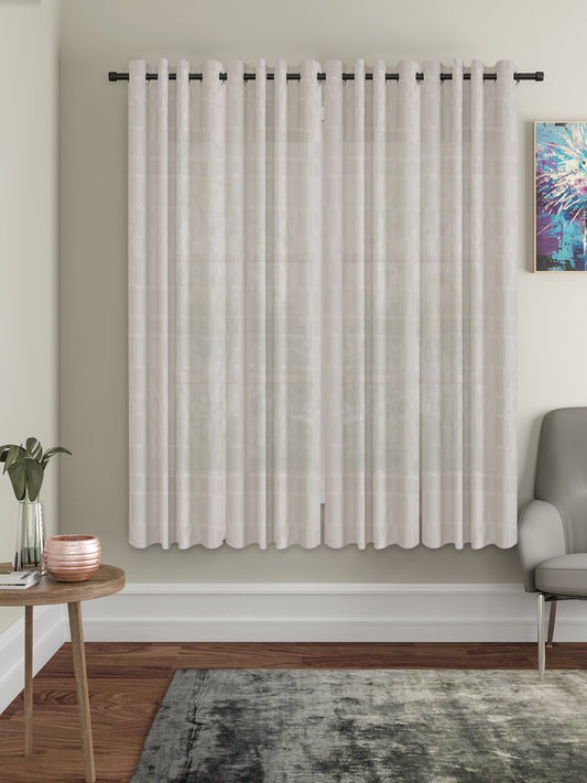 Checkered Floral Design Window Curtain Pack of 4 image 0