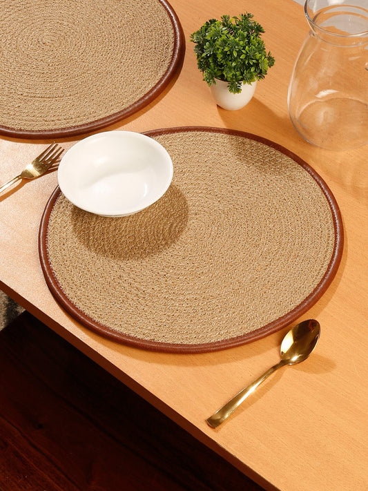 Beige Self Design Jute Reversible Table Placemats image 0