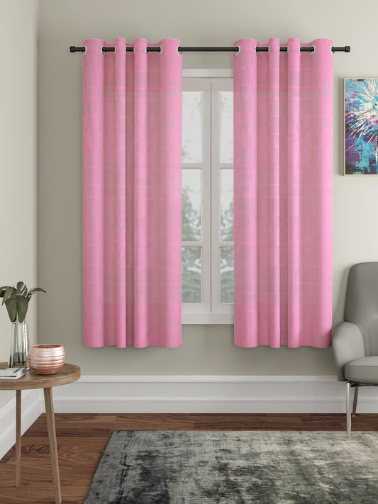 Checkered Floral Design Window Curtain Pack of 2 image 0