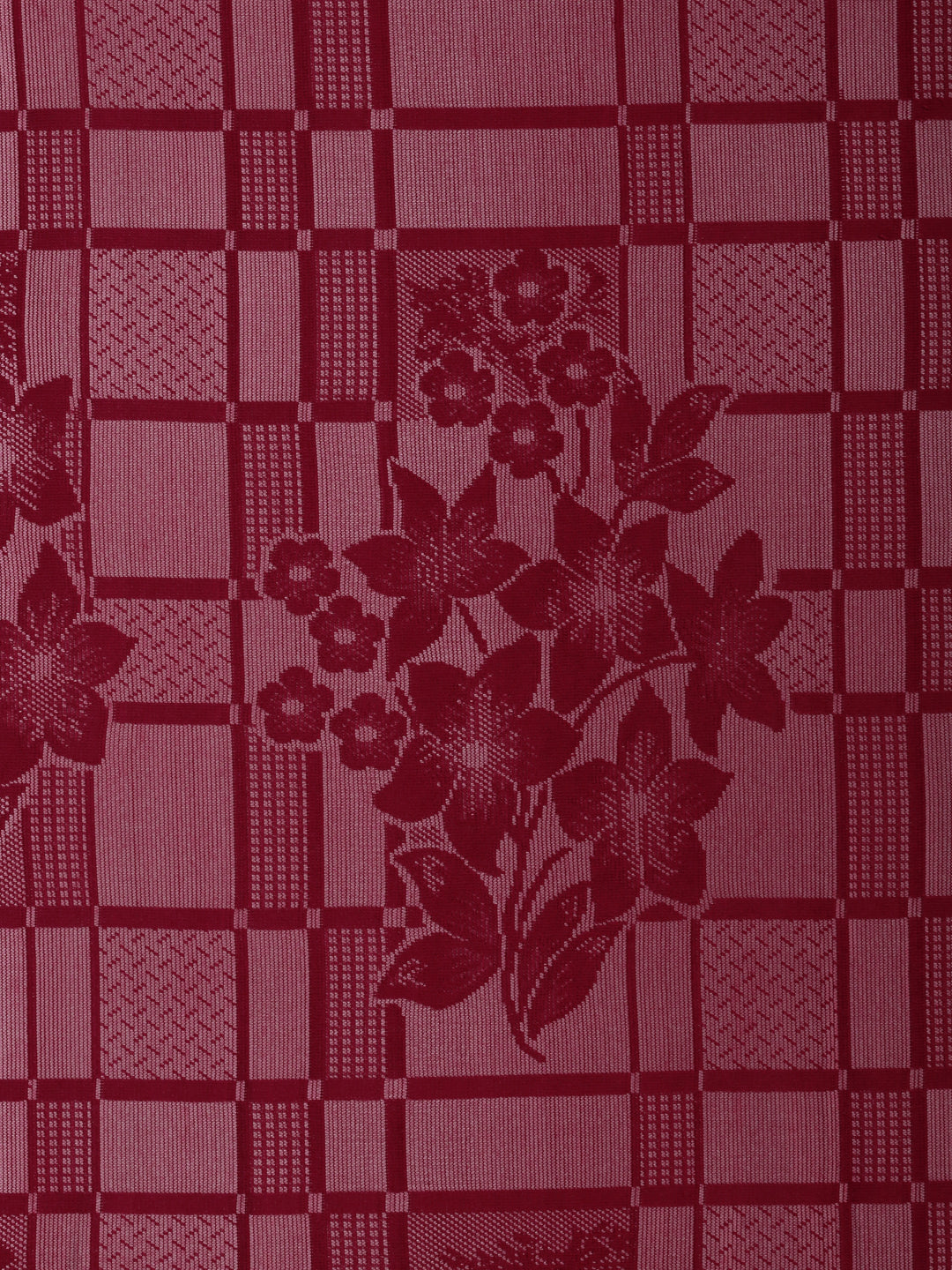 Checkered Floral Design Window Curtain Pack of 1 image 3