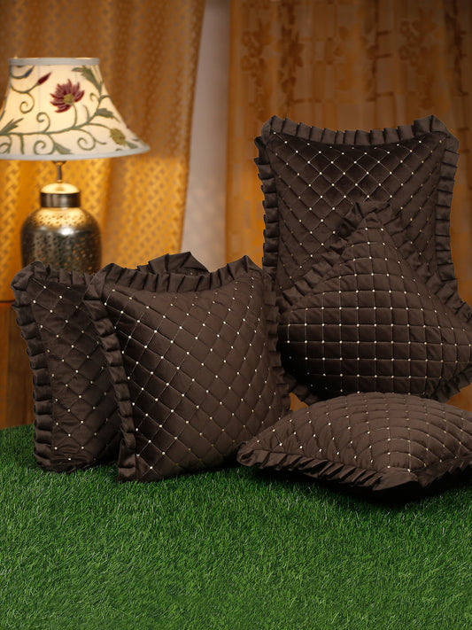 SOFT QUILTED VELVET FRILLED CUSHION COVERS image 0