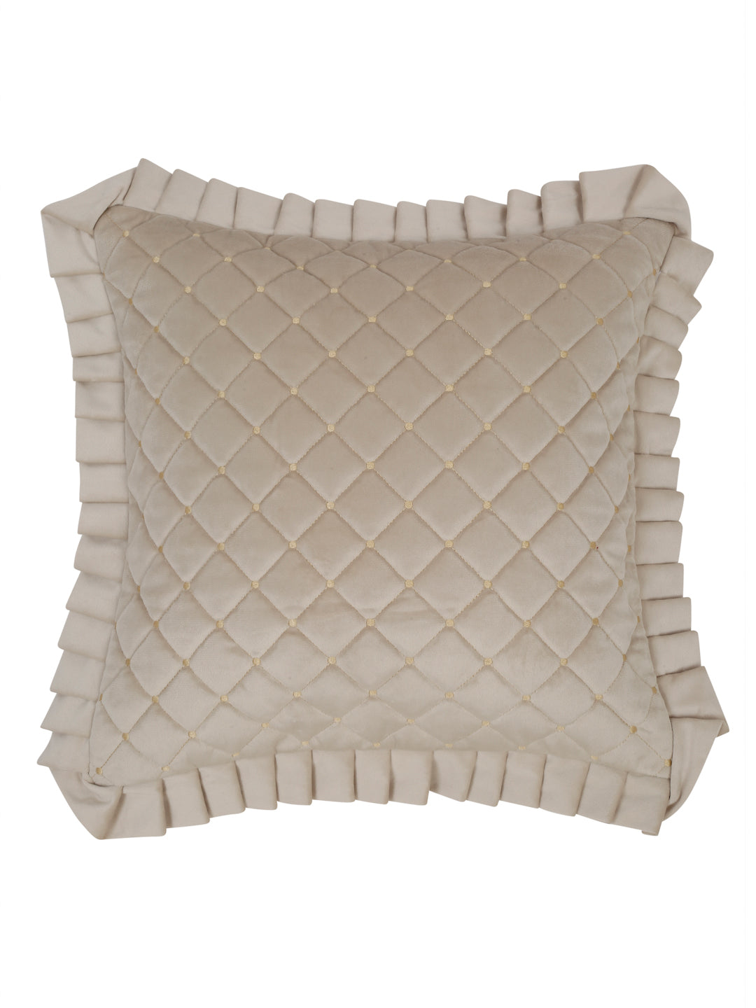 SOFT QUILTED VELVET FRILLED CUSHION COVERS image 1