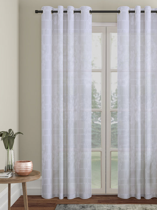Checkered Floral Design Door Curtain Pack of 1 image 0