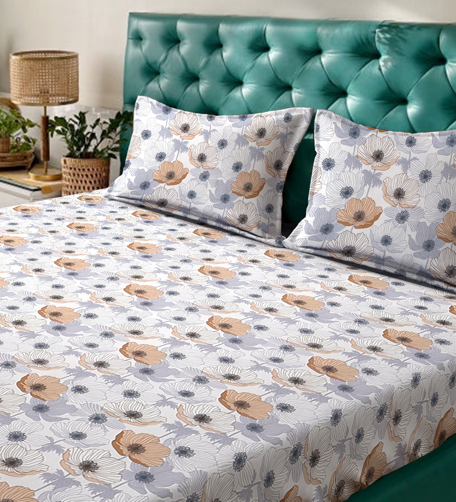 280 TC Mixed Cotton Bedsheet with 2 Pillow Covers image 1