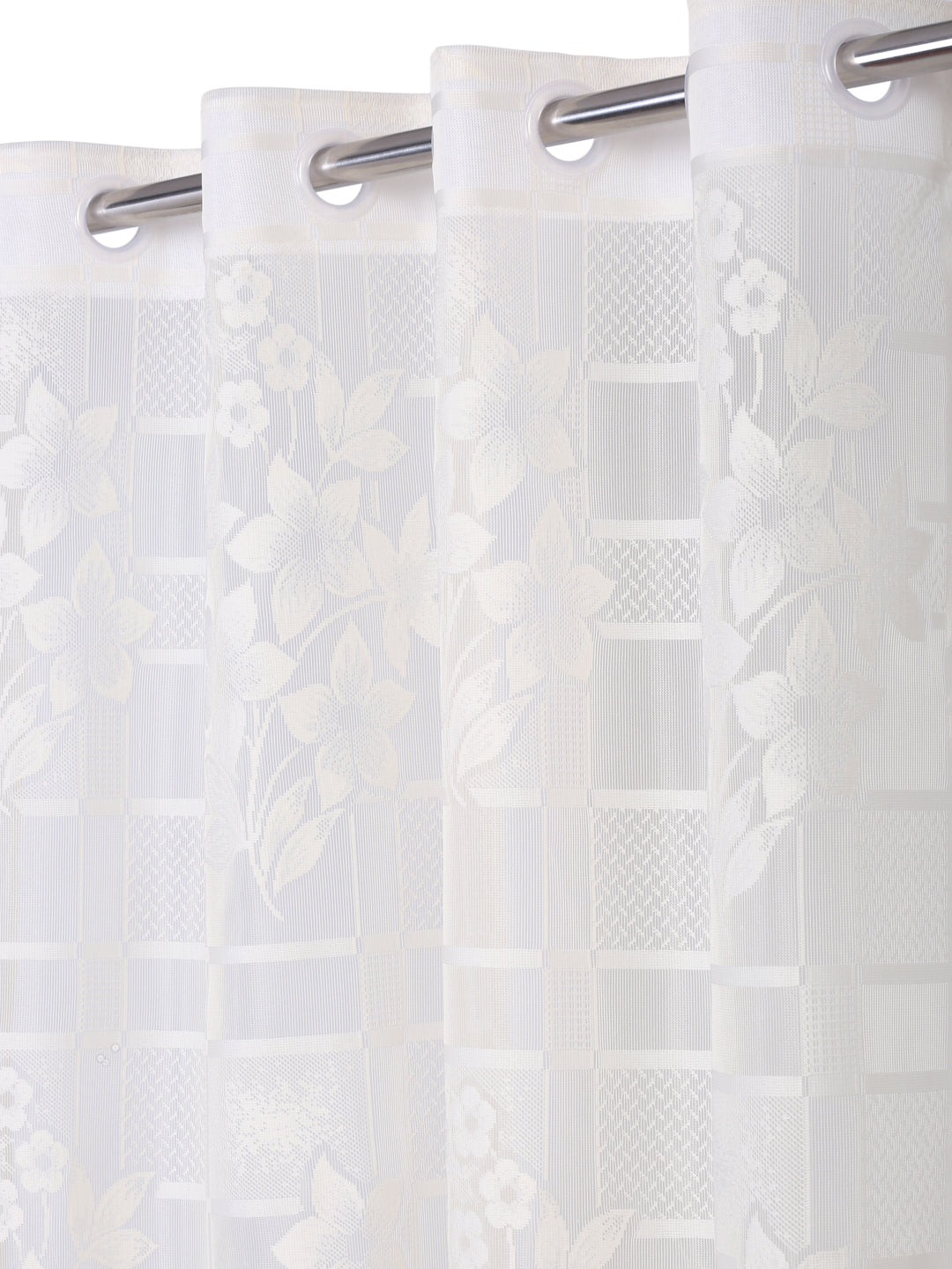 Checkered Floral Design Door Curtain Pack of 1 image 1