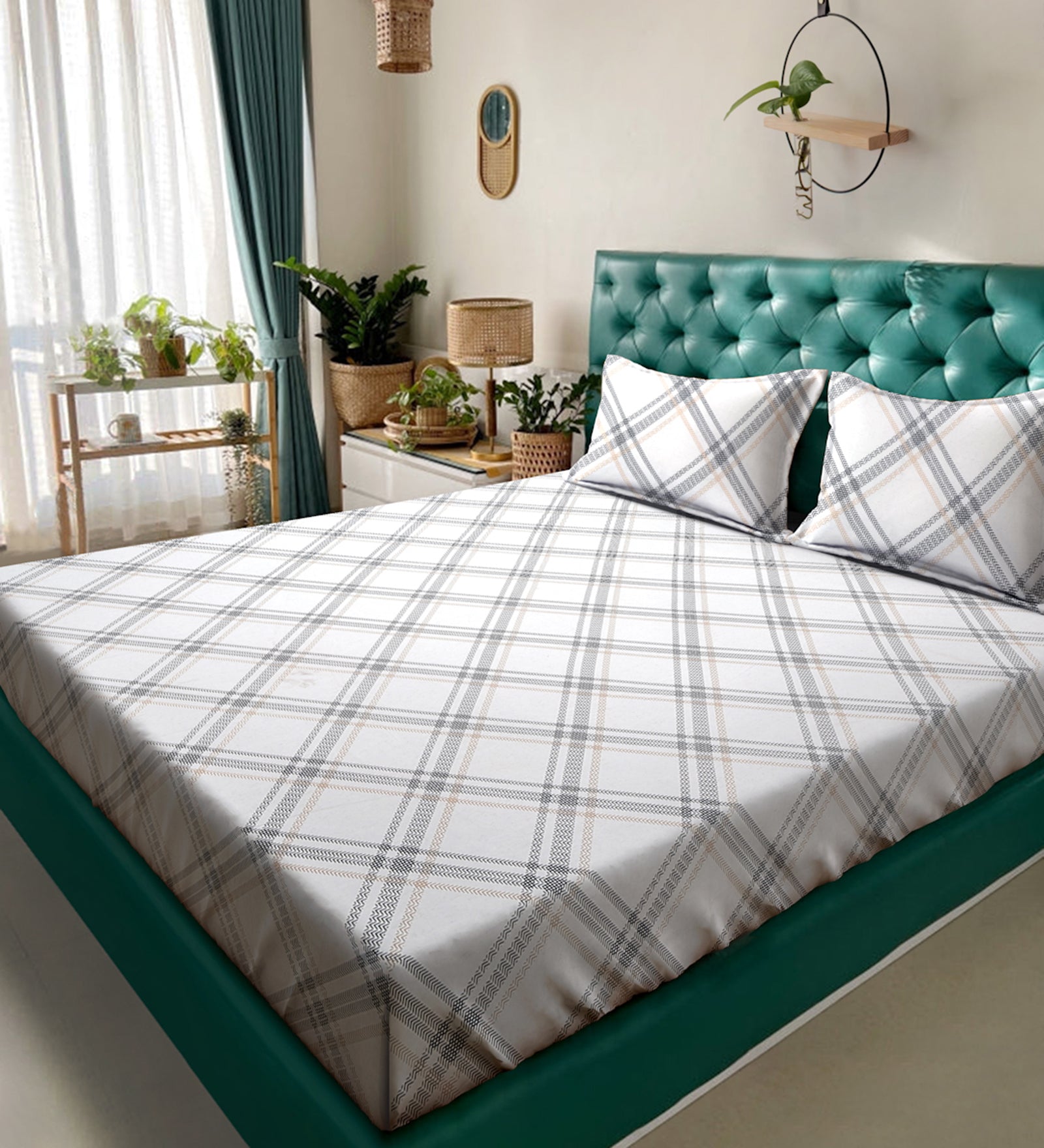 280 TC Mixed Cotton Bedsheet with 2 Pillow Covers image 0