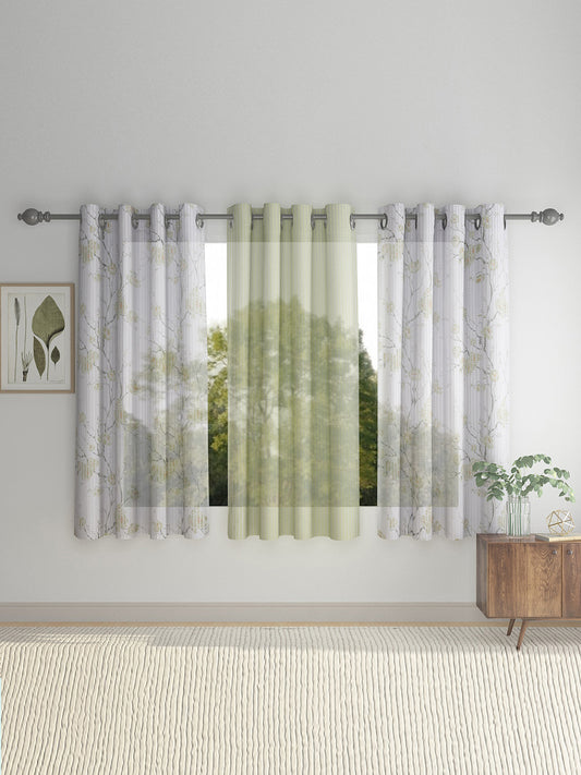 Floral Design Window Curtain Pack of 3 image 0