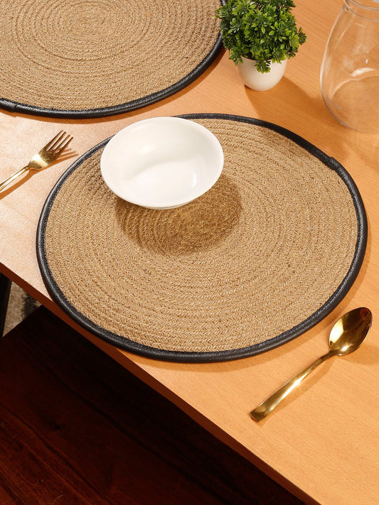 Beige & Black Braided Reversible Table Placemats image 0