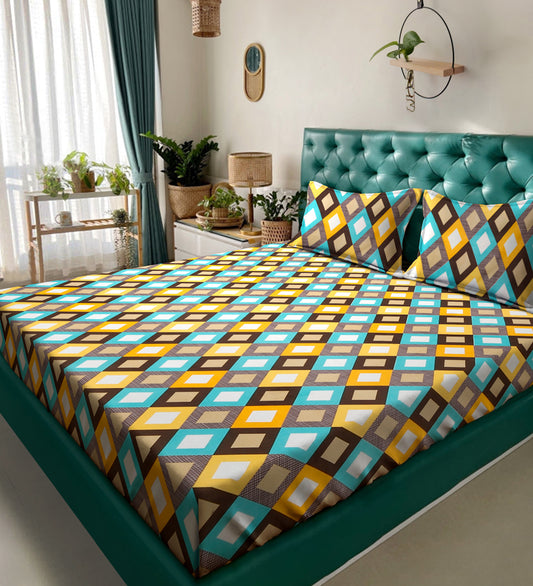 280 TC Mixed Cotton Bedsheet Set with 2 Pillow Covers image 0