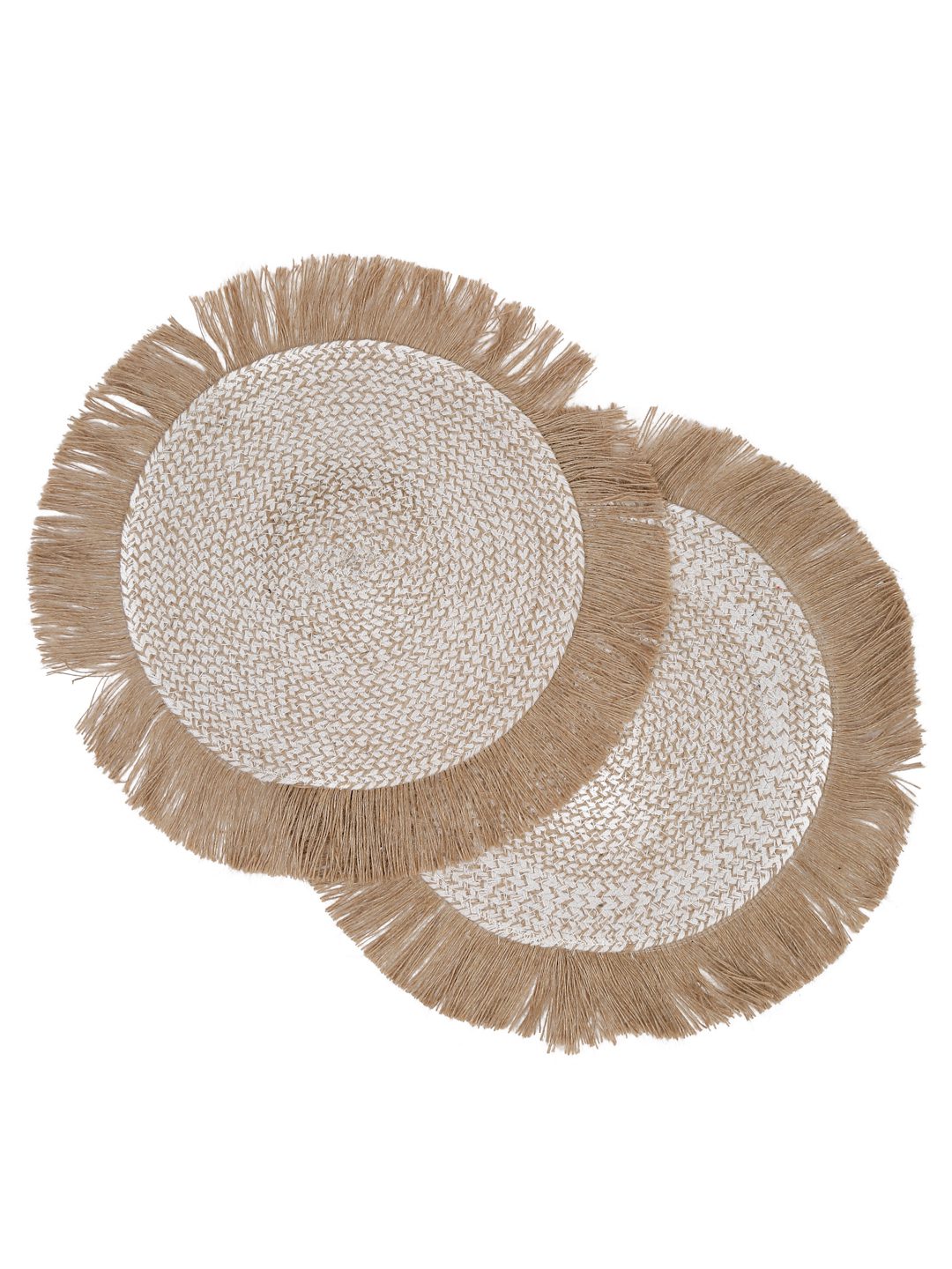Beige Colored Self Design Jute Reversible Table Placemat image 1
