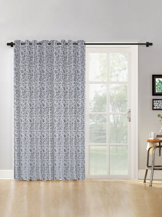 Self-Textured Geometric Pattern Polyester Curtains - Window & Door Size image 0