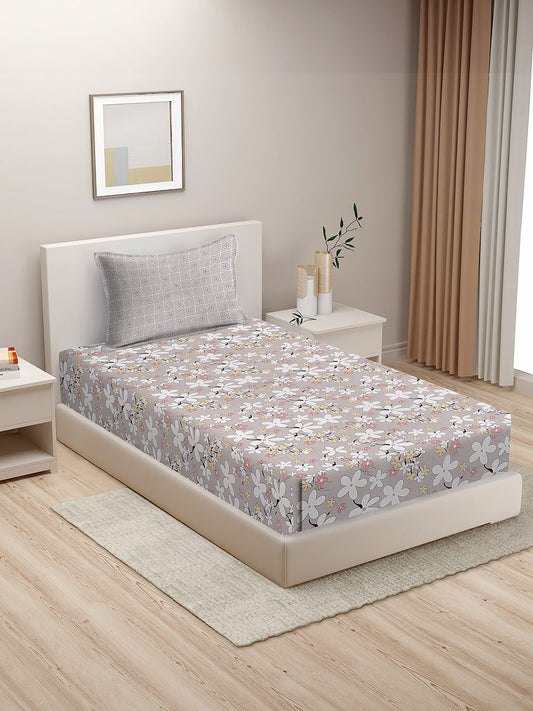 280 TC GEOMETRIC DESIGN MULTICOLOR SINGLE BED SHEET WITH 1 PILLOW COVER BY HOSTA HOMES image 0