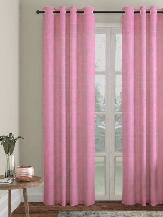 Checkered Floral Design Door Curtain Pack of 1 image 0