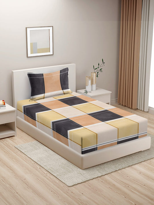 280 TC GEOMETRIC DESIGN MULTICOLOR SINGLE BED SHEET WITH 1 PILLOW COVER BY HOSTA HOMES image 0