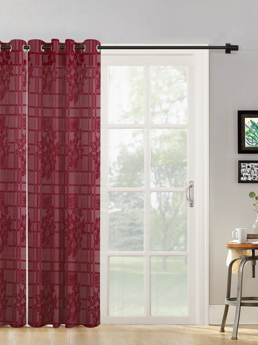 Checkered Floral Design XL Door Curtain Pack of 1 image 0