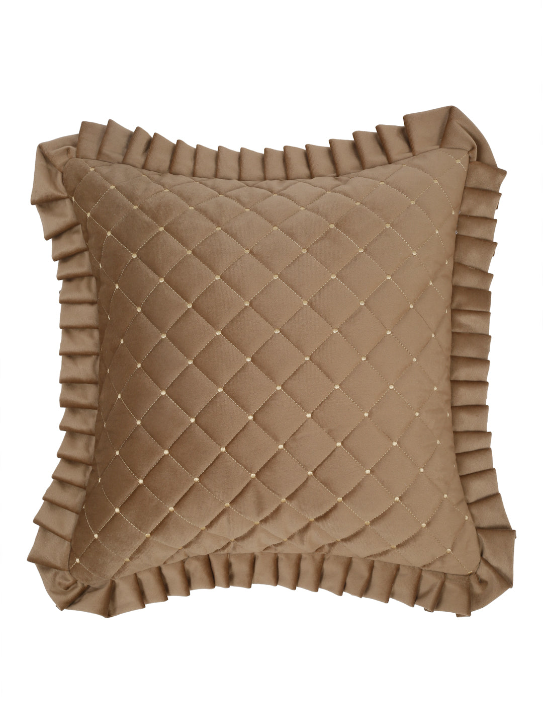 SOFT QUILTED VELVET FRILLED CUSHION COVERS image 1