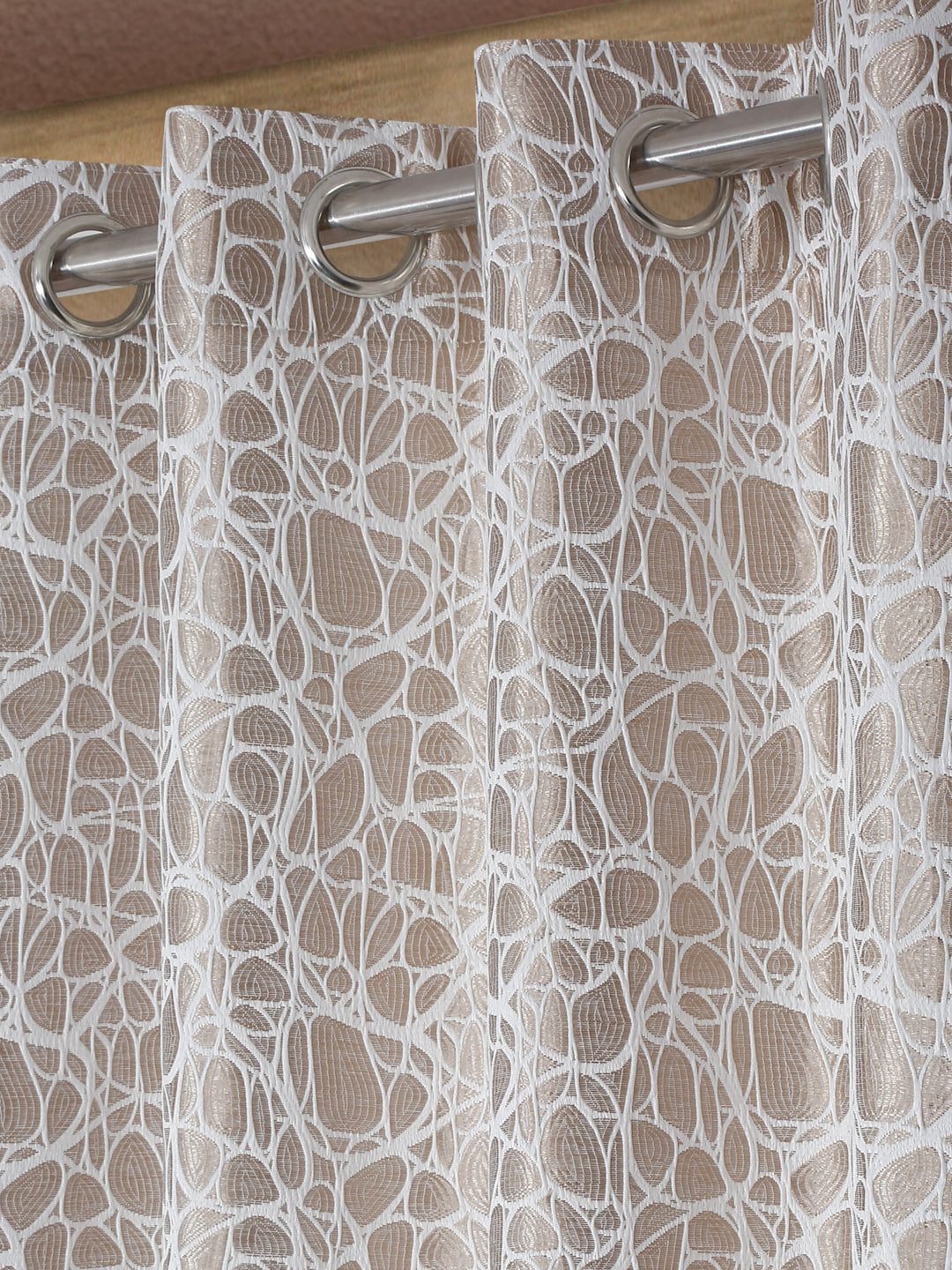Self-Textured Geometric Pattern Polyester Curtains - Window & Door Size image 1