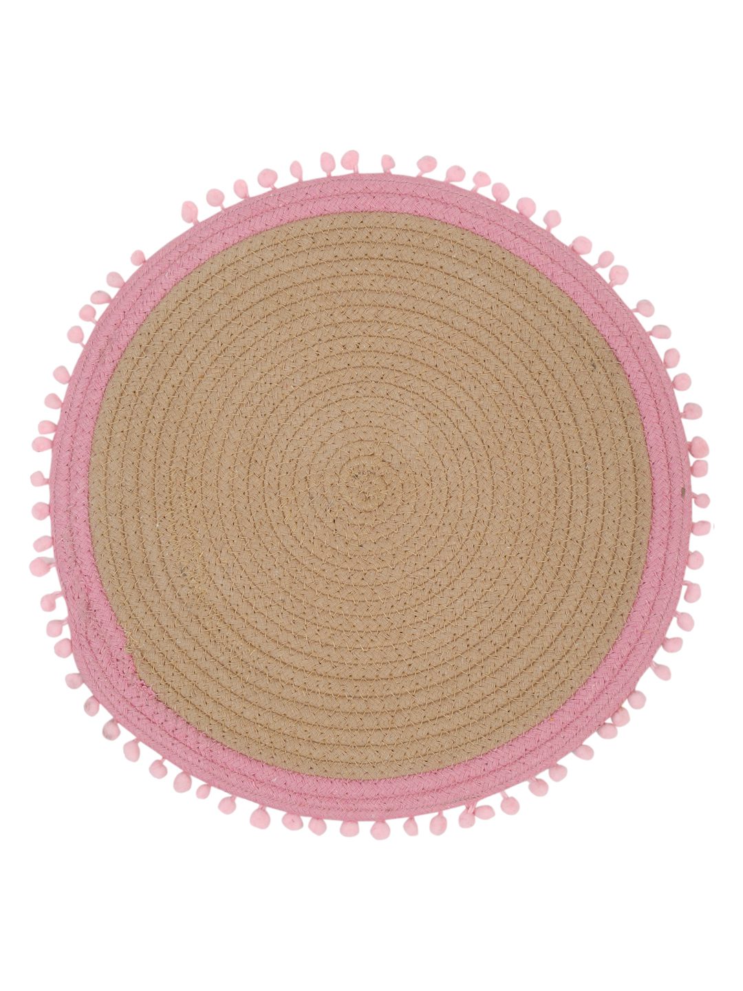 Beige & Pink Self Design Pure Cotton Table Placemat image 2
