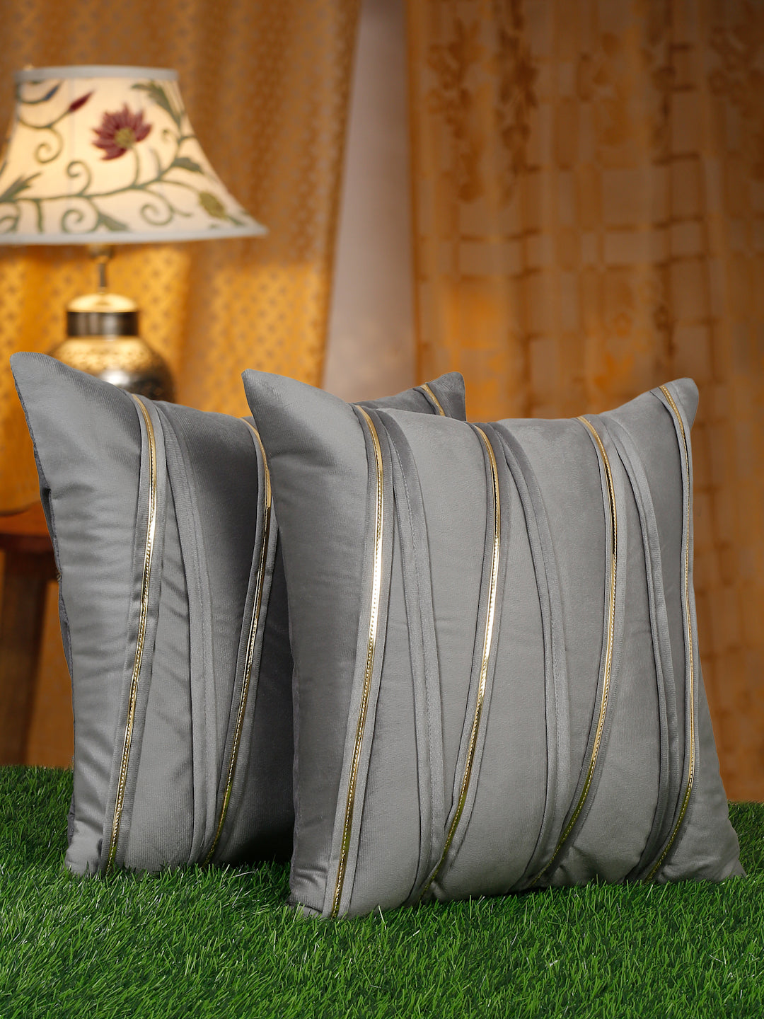 SOFT VELVET LINED PATTERN CUSHION COVERS - Pack of 2 image