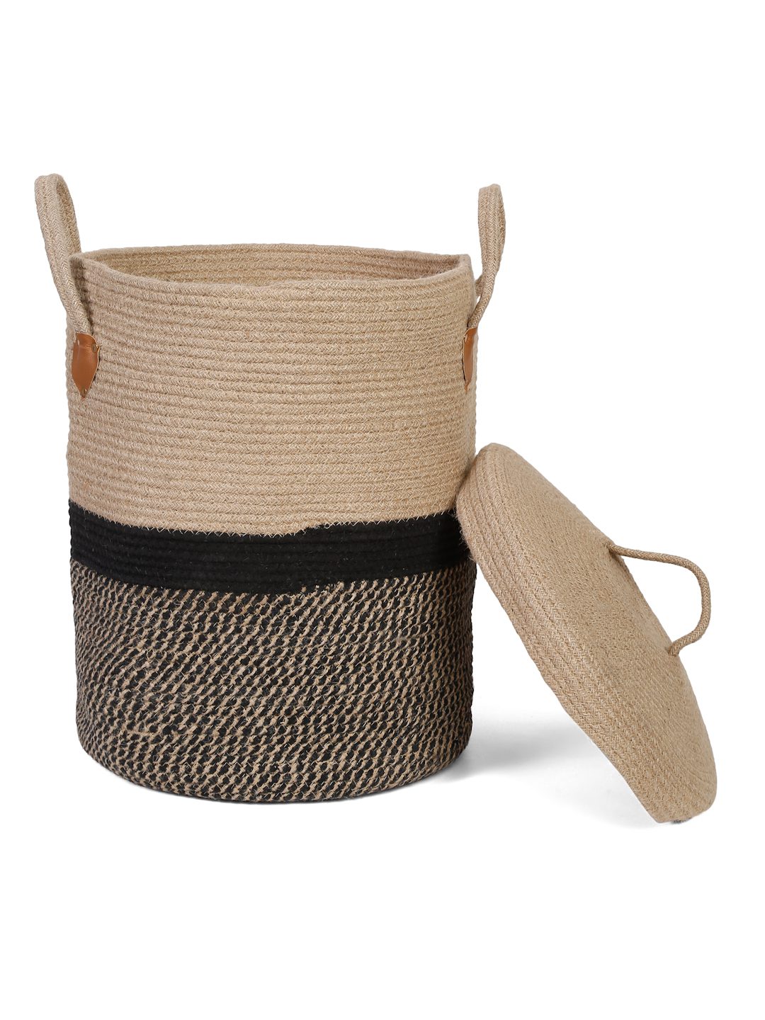 JUTE COTTON HAND WOVEN LAUNDRY HAMPER WITH COVER BY HOSTA HOMES image 3