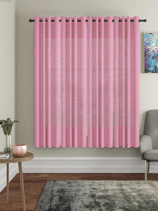 Checkered Floral Design Window Curtain Pack of 4 image 0