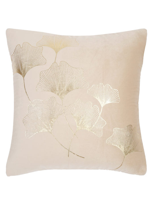 16X16 Soft Velvet , Foil Printed Cream ,Zipper image 1