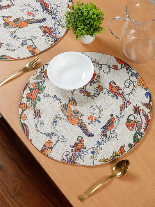 White & Yellow Printed Pure Cotton Table Placemats image 0
