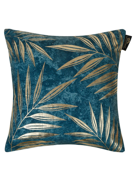 16X16 Soft Velvet , Foil Printed Blue & Gold ,Zipper image 1