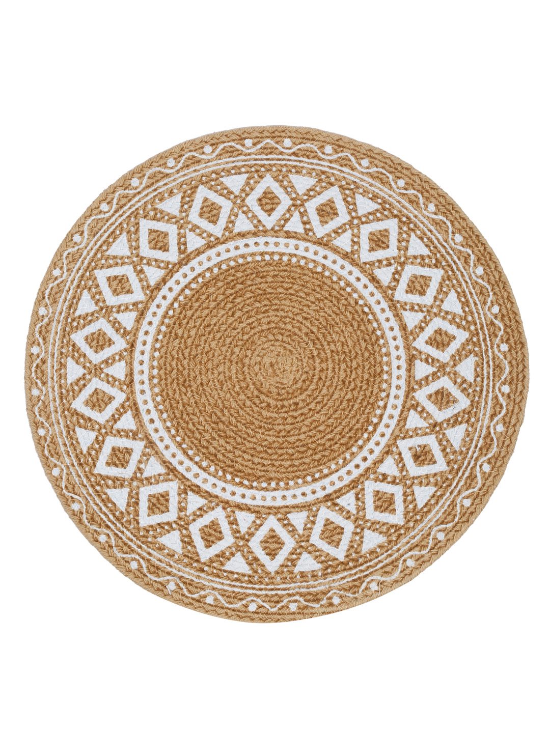 Brown & White Jute Printed Table Placemats - Pack of 1 image
