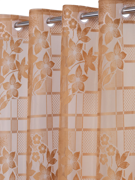 Checkered Floral Design Door Curtain Pack of 2 image 1