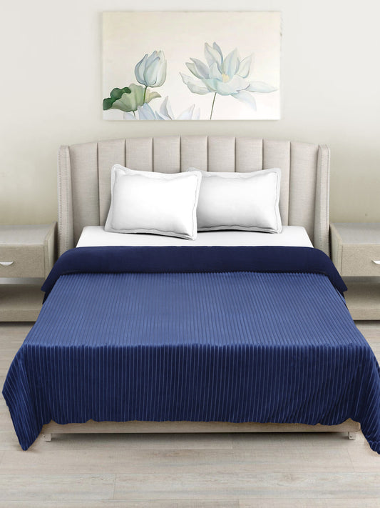 Blue Luxury Ultra Soft Embossed Sherpa Double Bed Blanket
