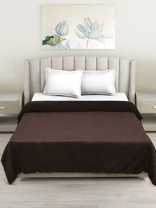 Brown Luxury Ultra Soft Embossed Sherpa Double Bed Blanket