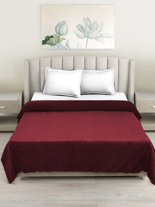 Maroon Luxury Ultra Soft Embossed Sherpa Double Bed Blanket
