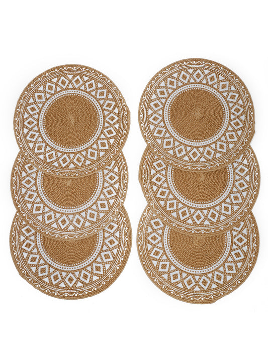 Handcrafted Jute Cotton Table PlaceMats with Self Print Design