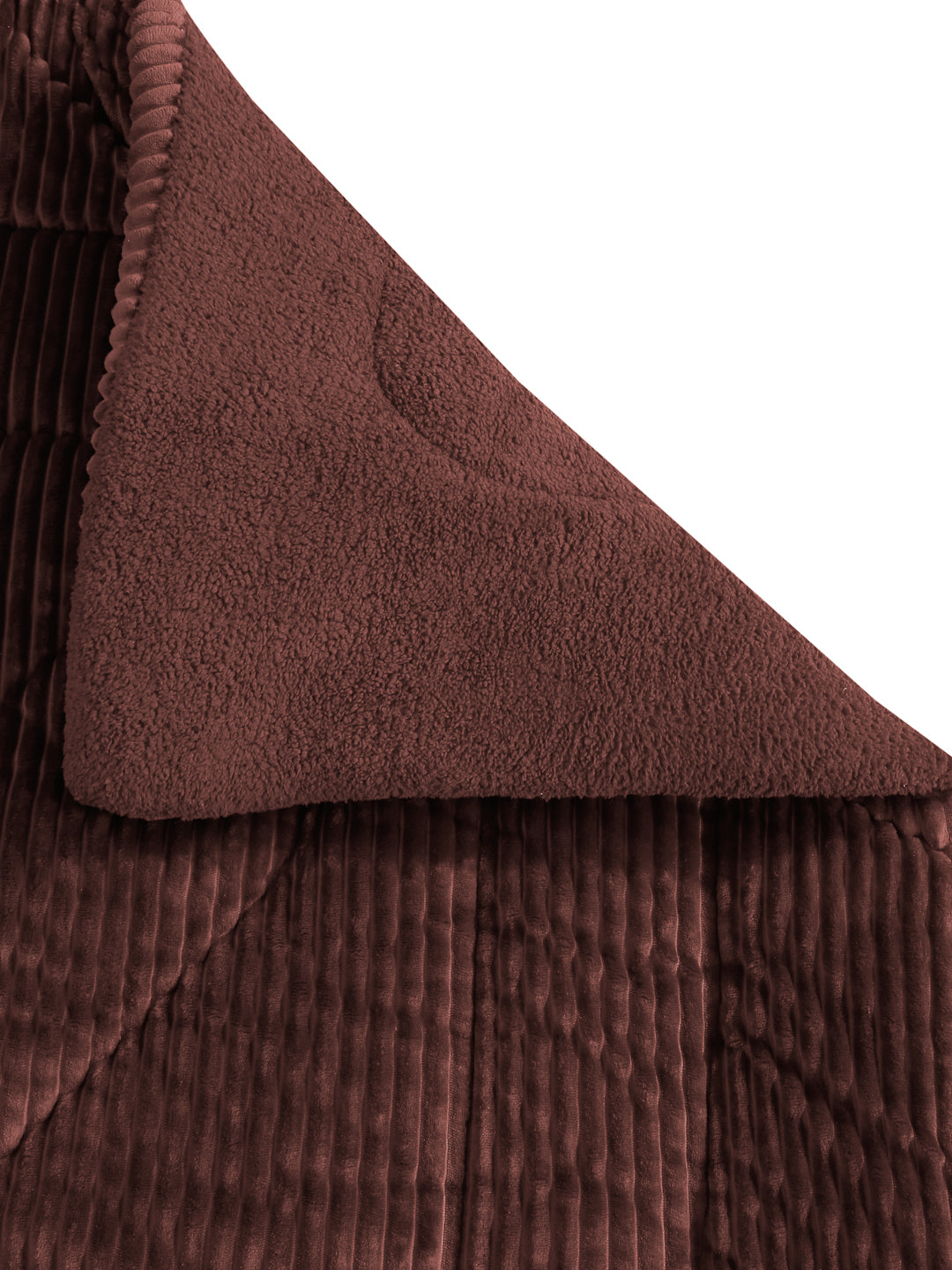 Brown Luxury Microfibre Filled Ultra Soft Embossed Sherpa Double Bed Quilt