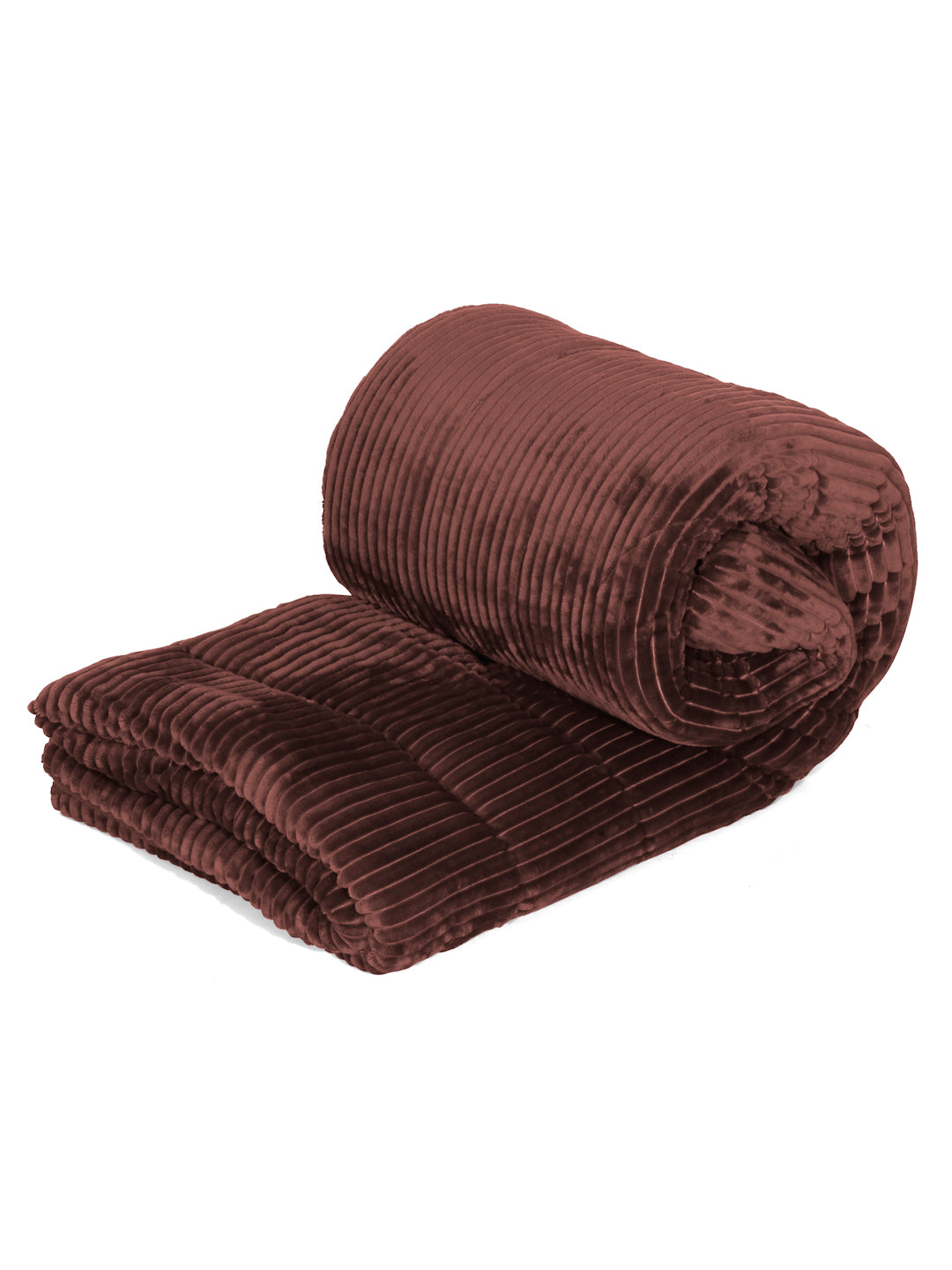 Brown Luxury Microfibre Filled Ultra Soft Embossed Sherpa Double Bed Quilt