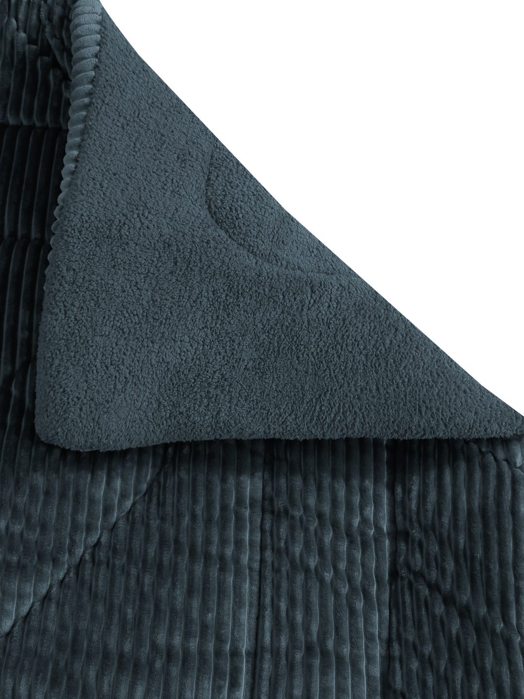 Grey Luxury Microfibre Filled Ultra Soft Embossed Sherpa Double Bed Quilt