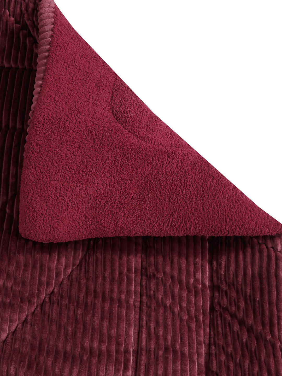 Maroon Luxury Microfibre Filled Ultra Soft Embossed Sherpa Double Bed Quilt